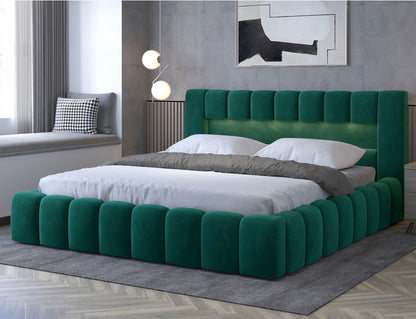 ReForm Creative Home Lamica Upholstered LED Storage Platform Bed - Emerald Green Free Delivery USA & Canada
