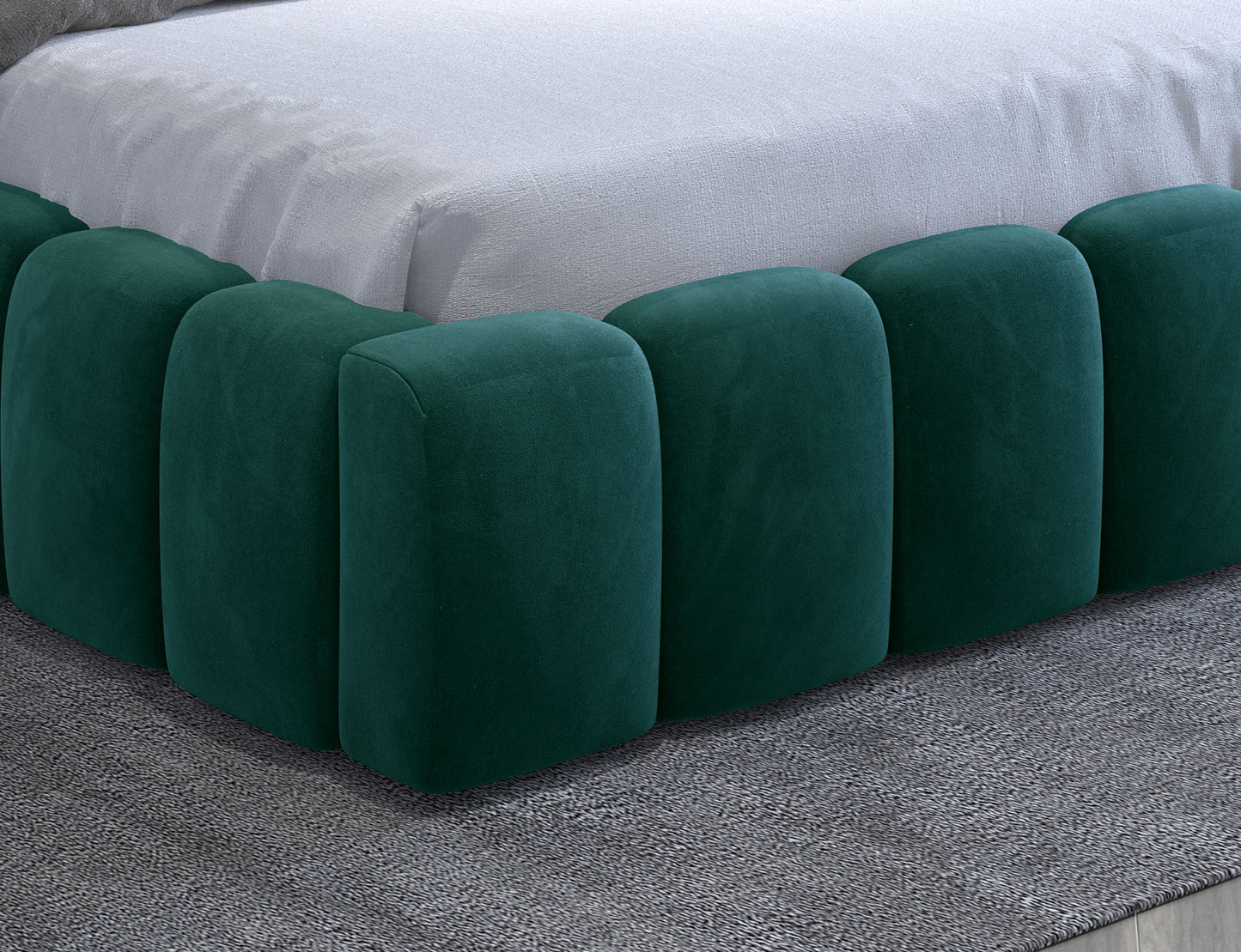 ReForm Creative Home Lamica Upholstered LED Storage Platform Bed - Emerald Green Free Delivery USA & Canada