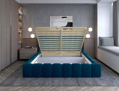 ReForm Creative Home Lamica Upholstered LED Storage Platform Bed - Teal Blue Free Delivery USA & Canada