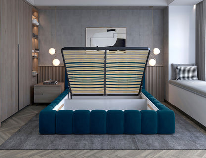 ReForm Creative Home Lamica Upholstered LED Storage Platform Bed - Teal Blue Free Delivery USA & Canada