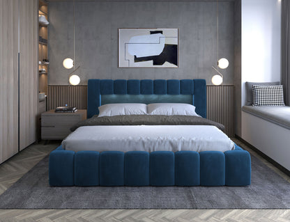 ReForm Creative Home Lamica Upholstered LED Storage Platform Bed - Teal Blue Free Delivery USA & Canada