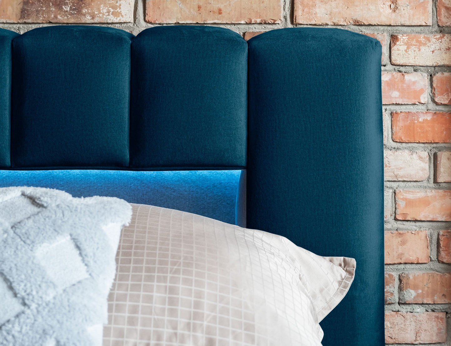 ReForm Creative Home Lamica Upholstered LED Storage Platform Bed - Teal Blue Free Delivery USA & Canada