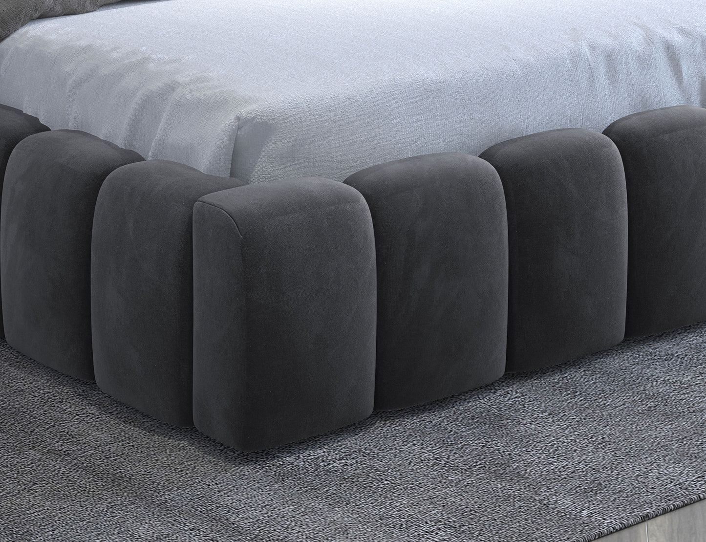ReForm Creative Home Lamica Upholstered LED Storage Platform Bed - Dark Grey Free Delivery USA & Canada