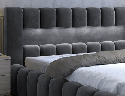 ReForm Creative Home Lamica Upholstered LED Storage Platform Bed - Dark Grey Free Delivery USA & Canada