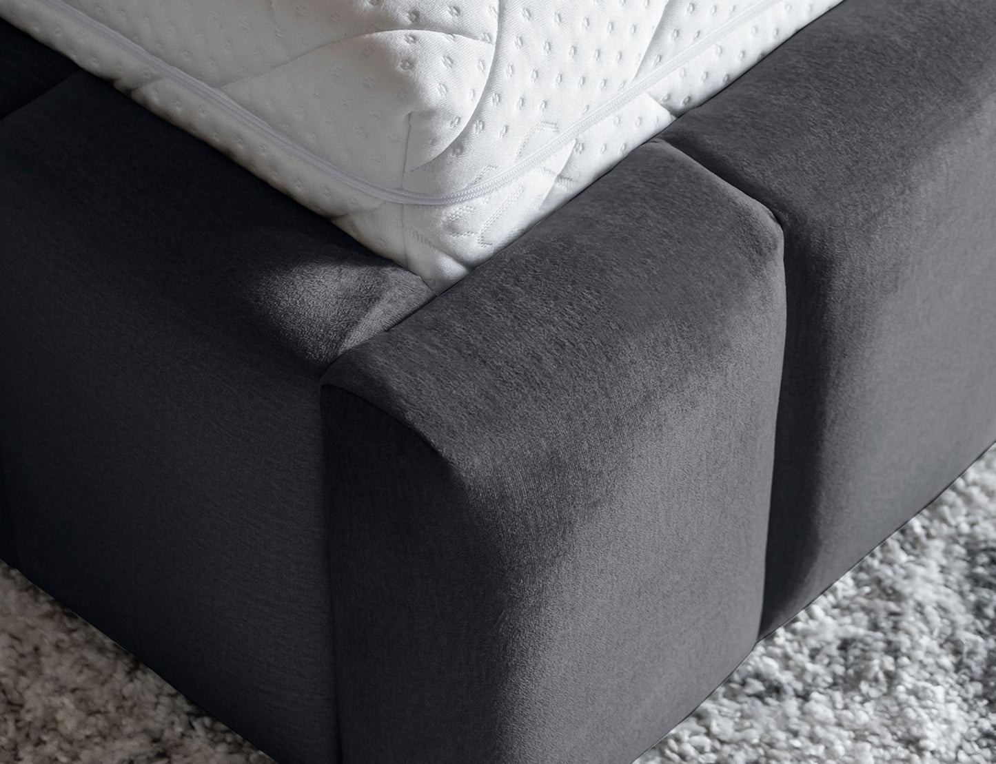 ReForm Creative Home Lamica Upholstered LED Storage Platform Bed - Dark Grey Free Delivery USA & Canada