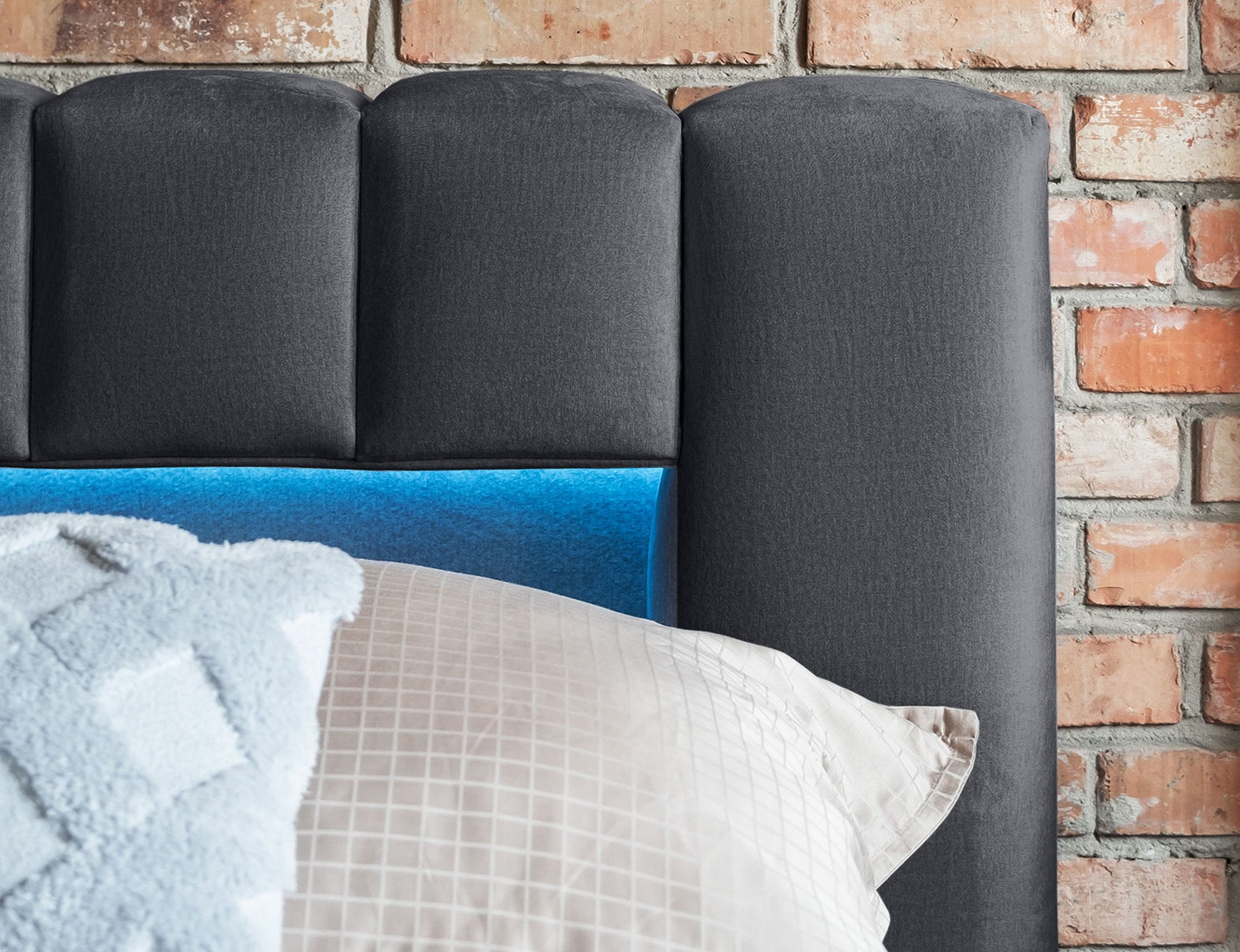 ReForm Creative Home Lamica Upholstered LED Storage Platform Bed - Dark Grey Free Delivery USA & Canada