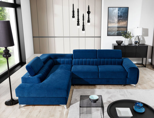 Laurence Sectional Storage Sleeper Chaise Sofa - Blue