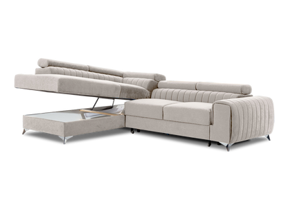 Laurence Sectional Storage Sleeper Chaise Sofa - Beige