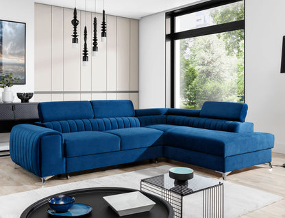Laurence Sectional Storage Sleeper Chaise Sofa - Blue