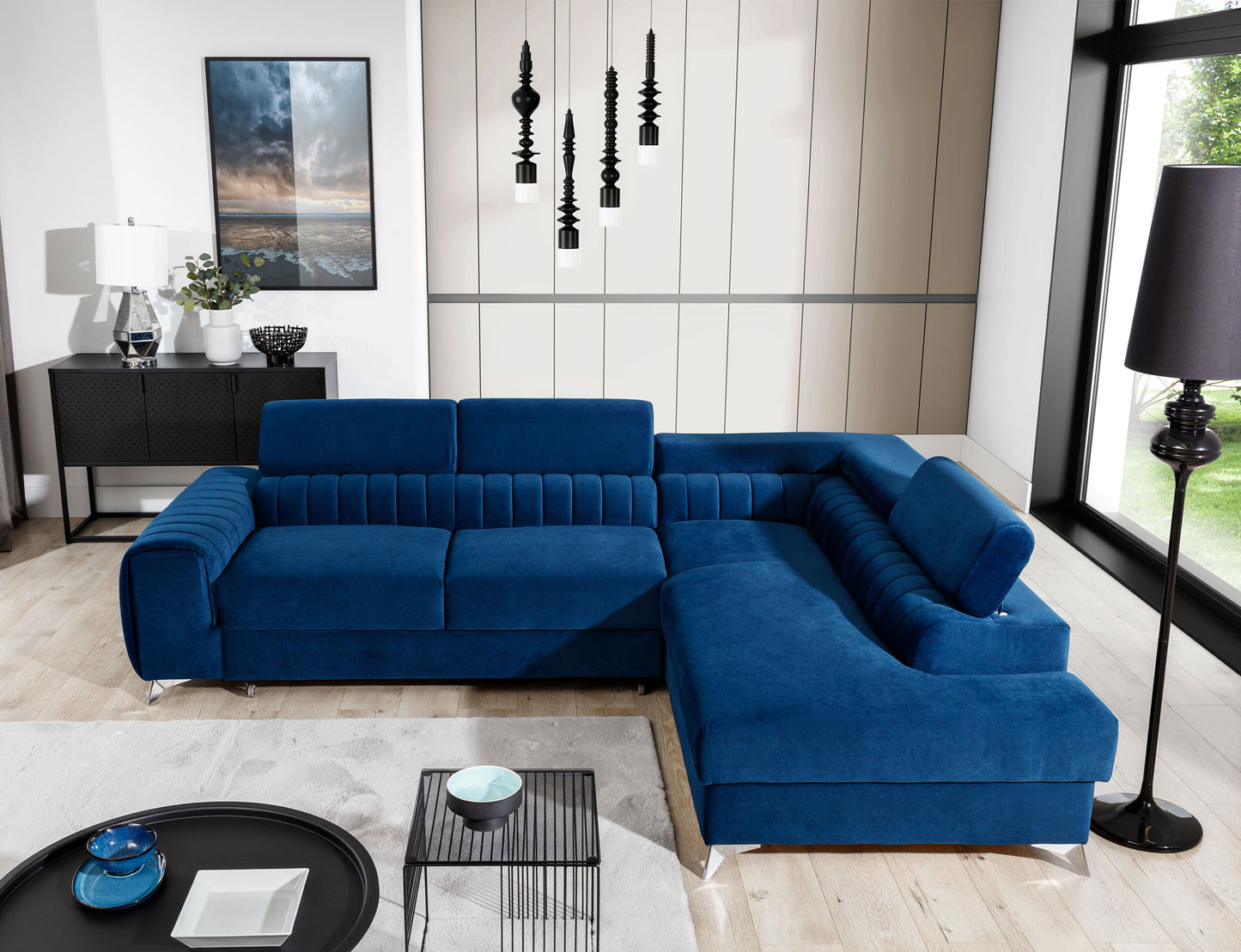 Laurence Sectional Storage Sleeper Chaise Sofa - Blue
