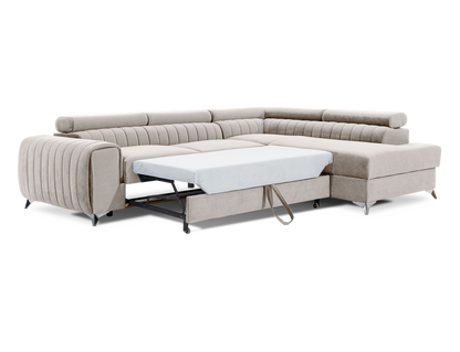 Laurence Sectional Storage Sleeper Chaise Sofa - Beige