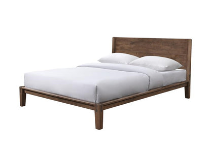 ReForm Creative Home Luna Solid Oak Wood Tool Free Queen Bed - Walnut Free Delivery USA & Canada