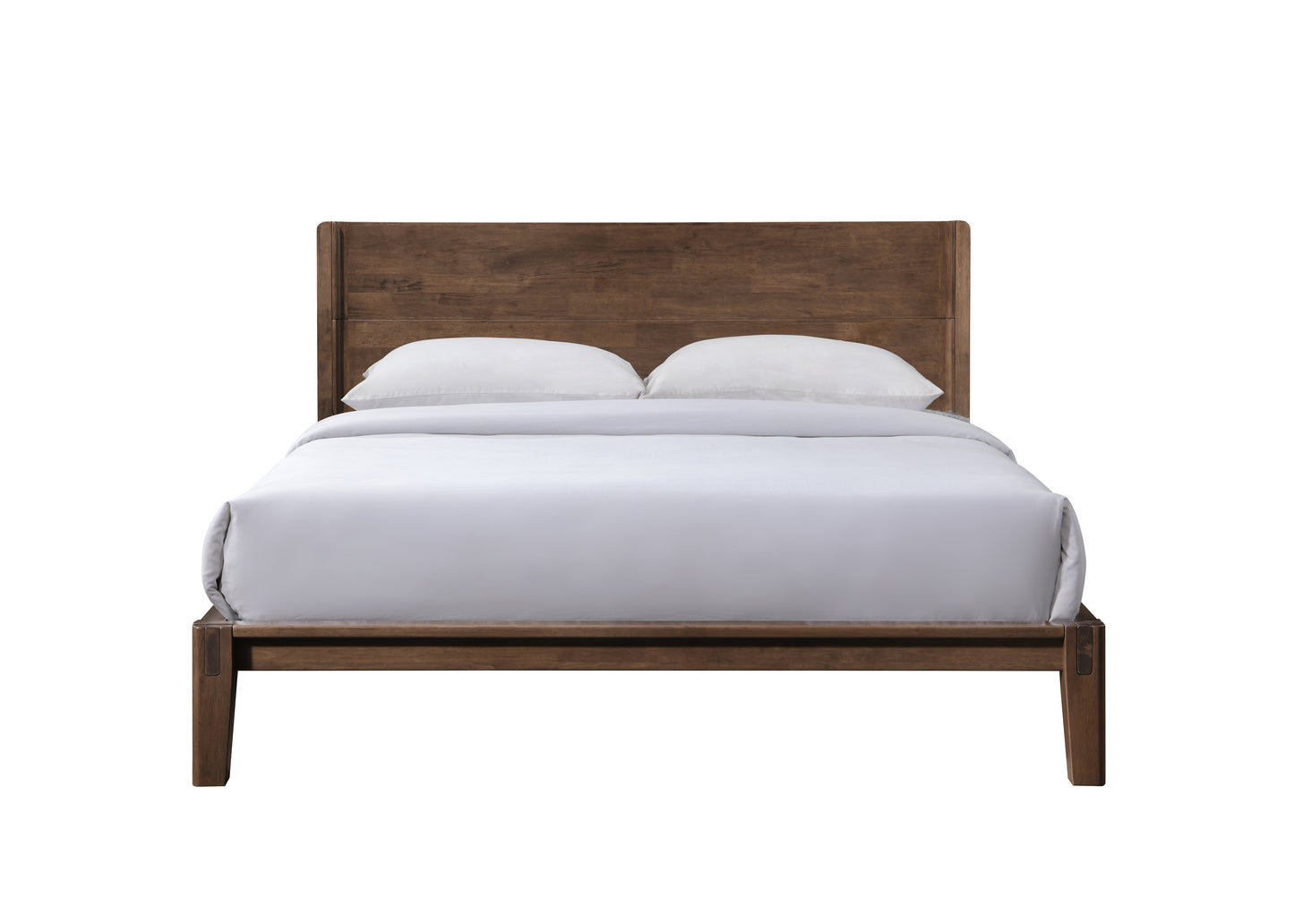 ReForm Creative Home Luna Solid Oak Wood Tool Free Queen Bed - Walnut Free Delivery USA & Canada