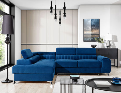 Laurence Sectional Storage Sleeper Chaise Sofa - Blue