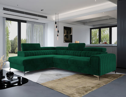 Laurence Sectional Storage Sleeper Chaise Sofa - Green