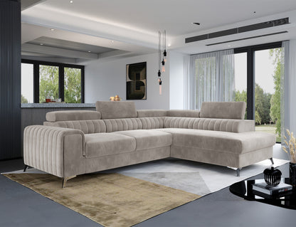 Laurence Sectional Storage Sleeper Chaise Sofa - Beige