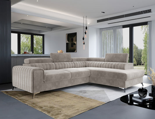 Laurence Sectional Storage Sleeper Chaise Sofa - Beige