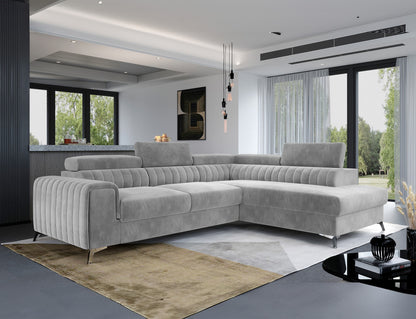 Laurence Sectional Storage Sleeper Chaise Sofa - Light Grey