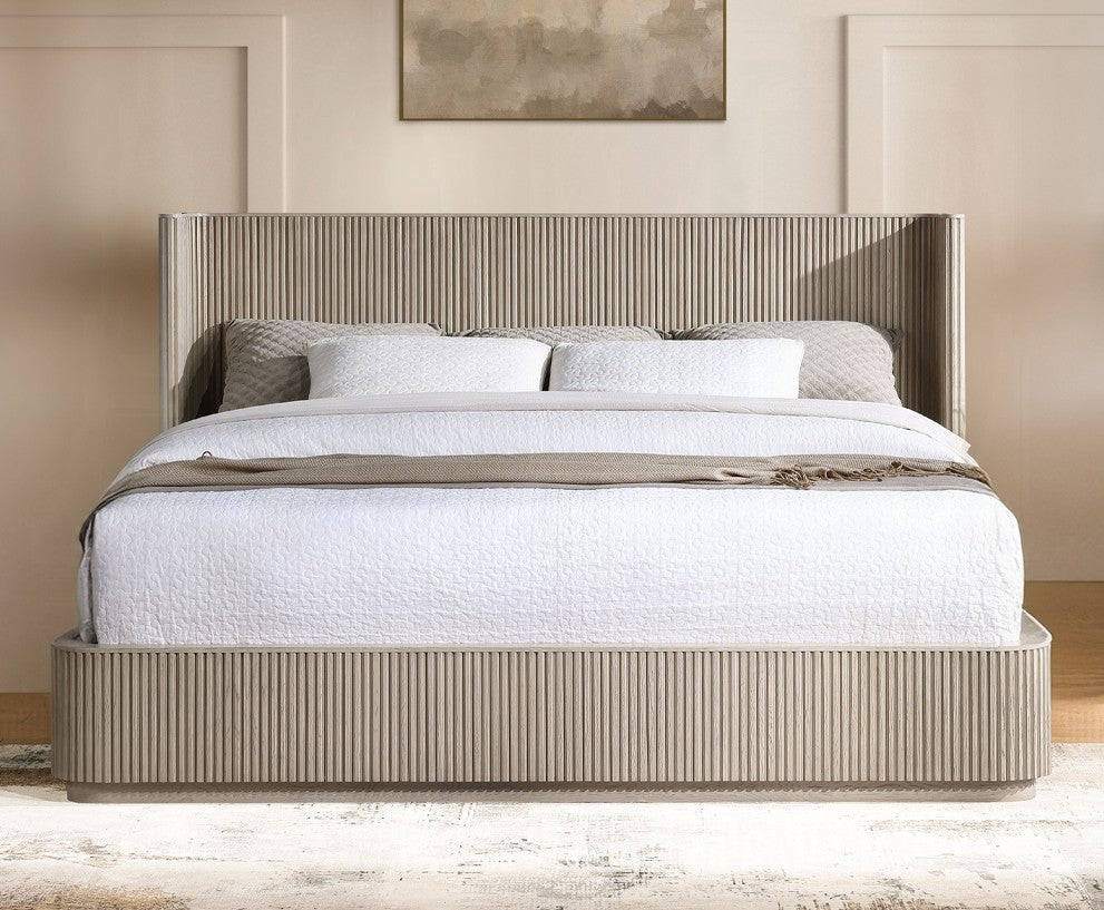 ReForm Creative Home Chianti Luxury Chanel Detail Bed - Light Oak Free Delivery USA & Canada