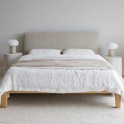 ReForm Creative Home Luna Tool Free Upholstered Queen Bed - Beige Free Delivery USA & Canada