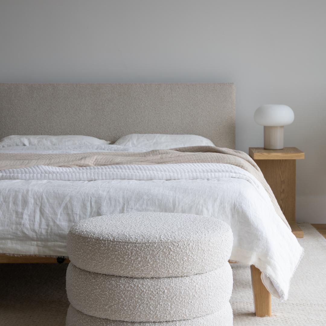 ReForm Creative Home Luna Tool Free Upholstered King Bed - Beige Free Delivery USA & Canada