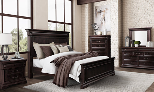 ReForm Creative Home-Westwood Upholstered Retro Vintage Wood Bed - Brown