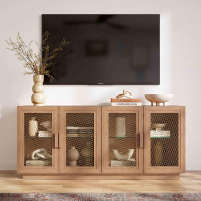 Marais 72" Natural Wood Storage Media Console/TV Stand - Multiple Color Options