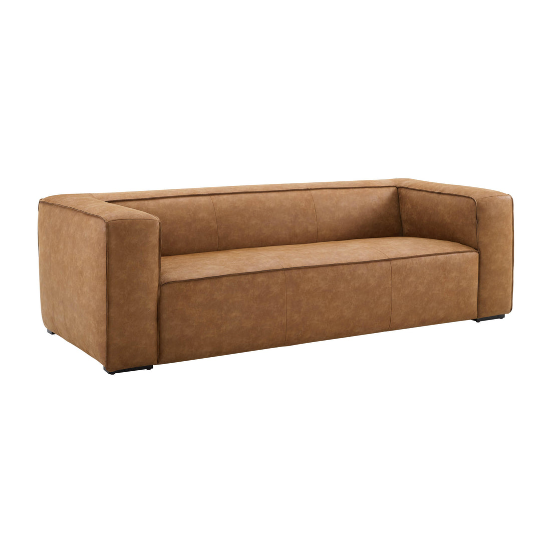 ReForm Creative Home-Leo Luxury Faux Leather Sofa - Brown