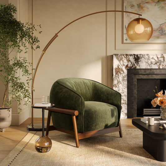 Brian Upcycled Chenille Luxury Accent Chair - Multiple Color Options