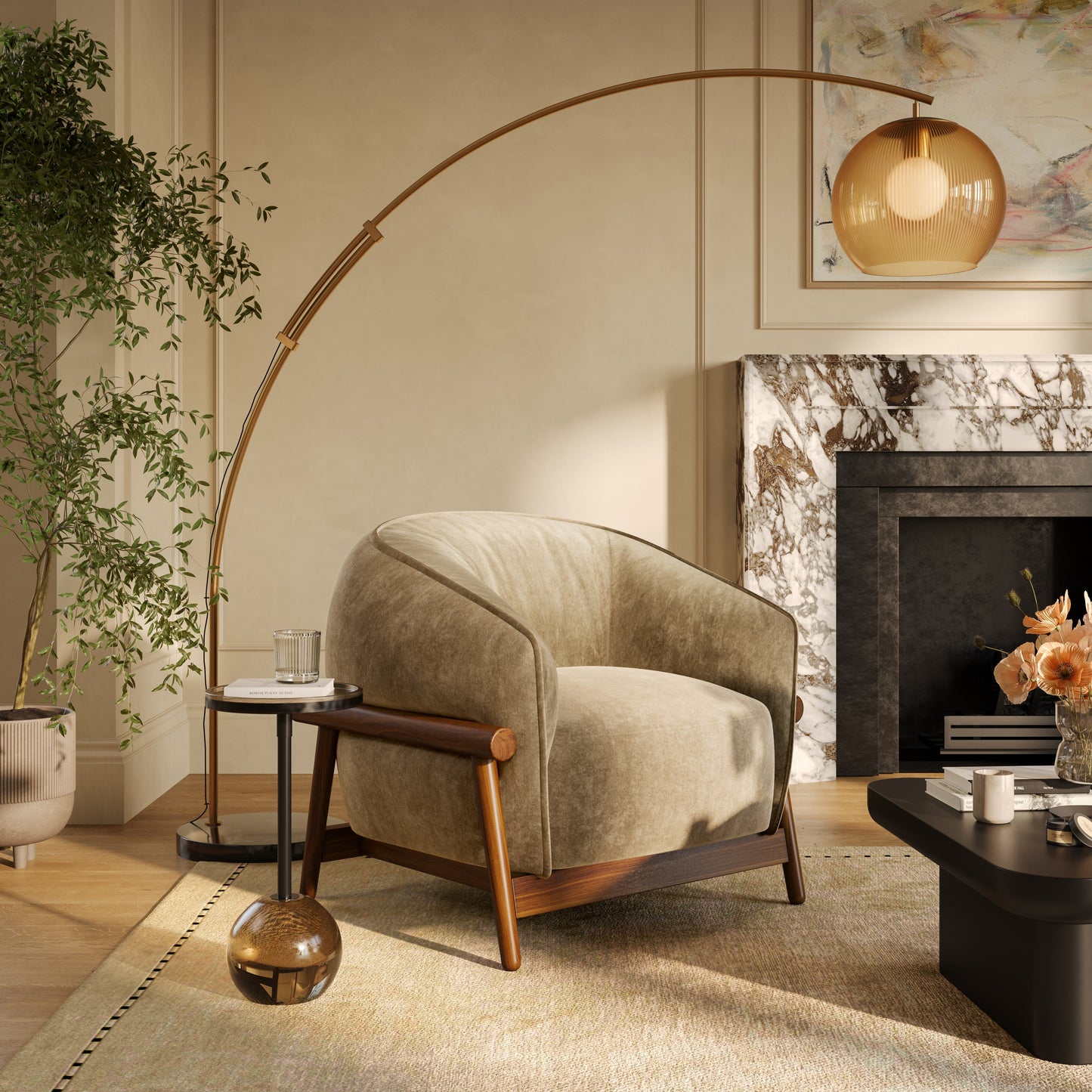 Brian Upcycled Chenille Luxury Accent Chair - Multiple Color Options