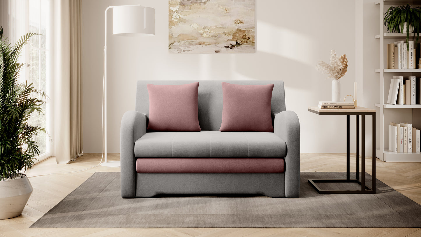 Ario Condo Style 2 Seater Storage Sleeper Sofa - Grey/Blush