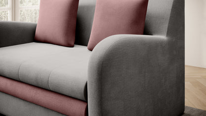 Ario Condo Style 2 Seater Storage Sleeper Sofa - Grey/Blush