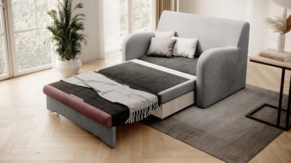 Ario Condo Style 2 Seater Storage Sleeper Sofa - Grey/Blush