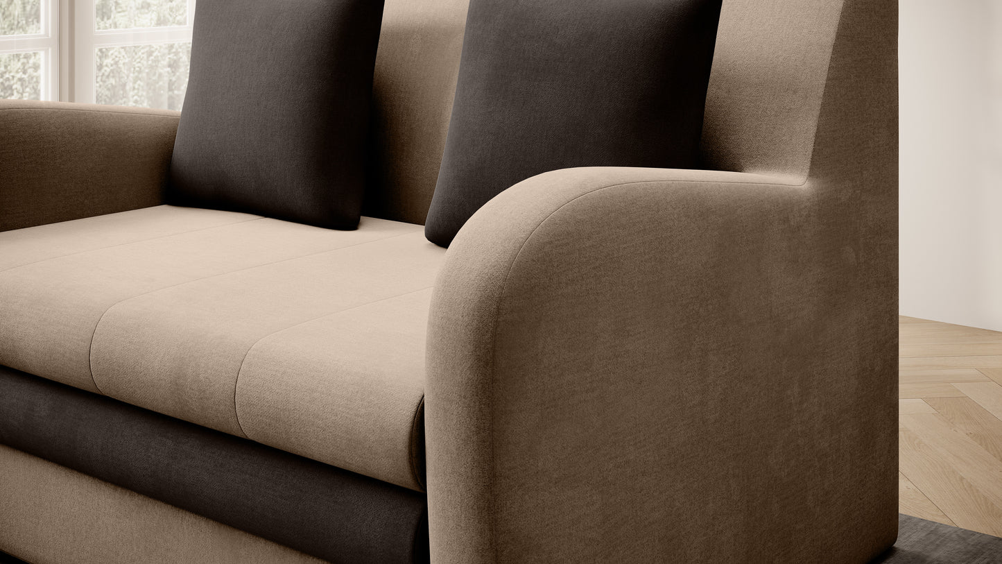 Ario Condo Style 2 Seater Storage Sleeper Sofa - Beige/Brown