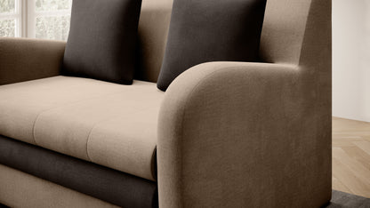 Ario Condo Style 2 Seater Storage Sleeper Sofa - Beige/Brown