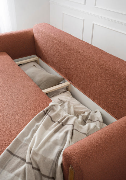 Arcadova 3 Seater Storage Sleeper Sofa - Rust Brown
