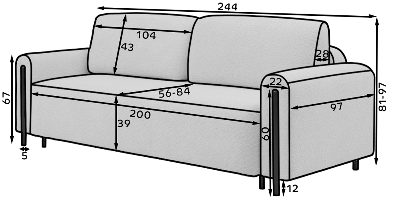 Arcadova 3 Seater Storage Sleeper Sofa - Rust Brown