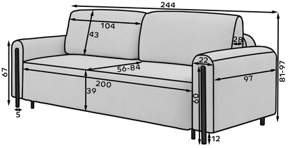 Arcadova 3 Seater Storage Sleeper Sofa - Rust Brown
