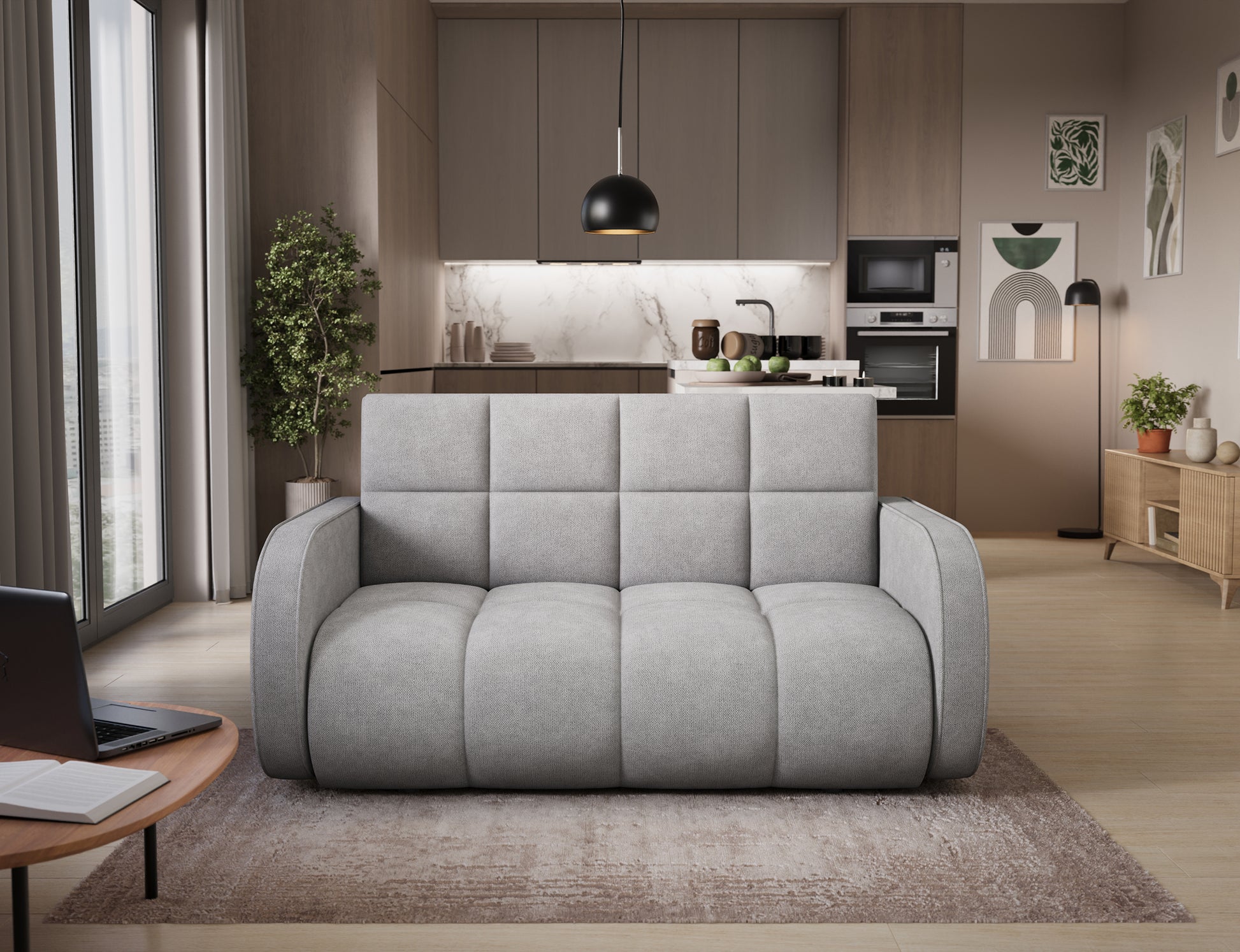 ReForm Creative Home Deverio 3 Seater Condo Size Storage Sleeper Sofa - Light Grey-Free Delivery-USA & CANADA