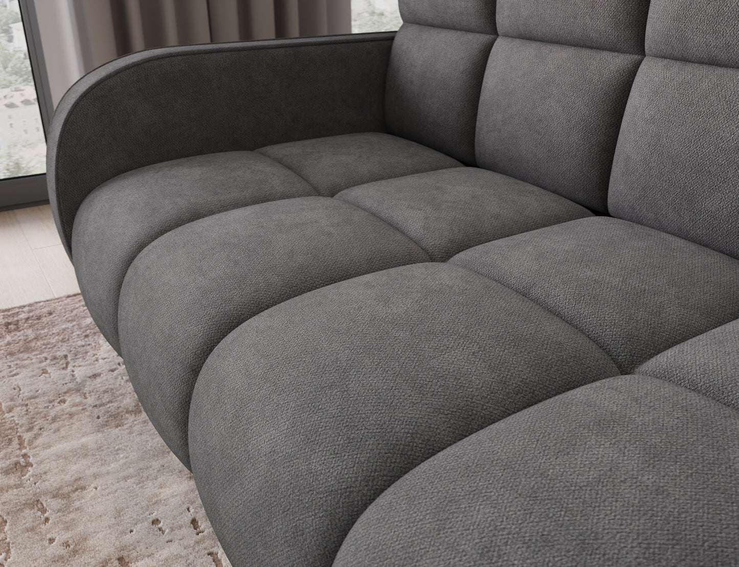 Deverio 3 Seater Condo Size Storage Sleeper Sofa - Dark Grey