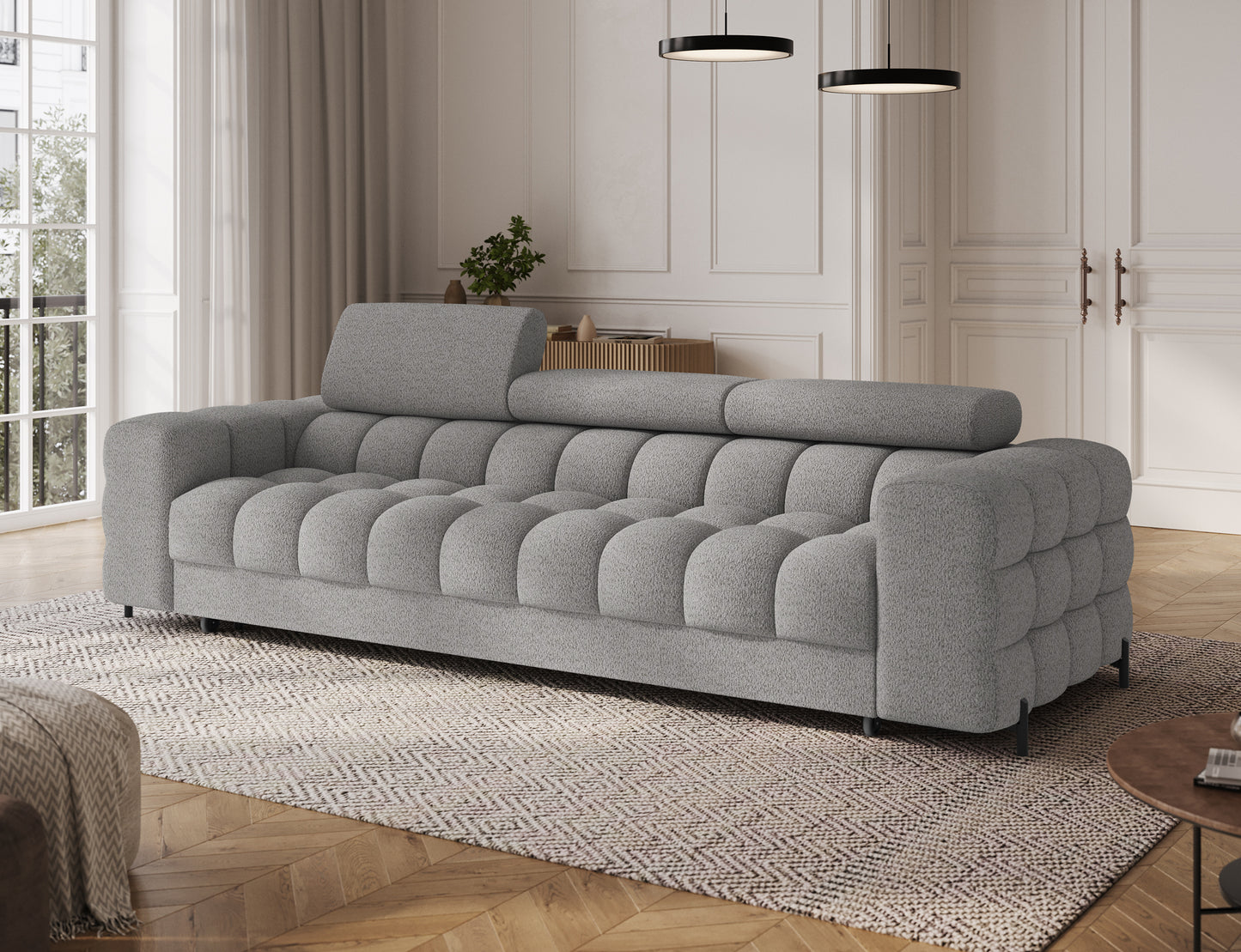 ReForm Creative Home Festello 3 Seater Sleeper Chaise Sofa - Grey-Free Delivery-USA & CANADA