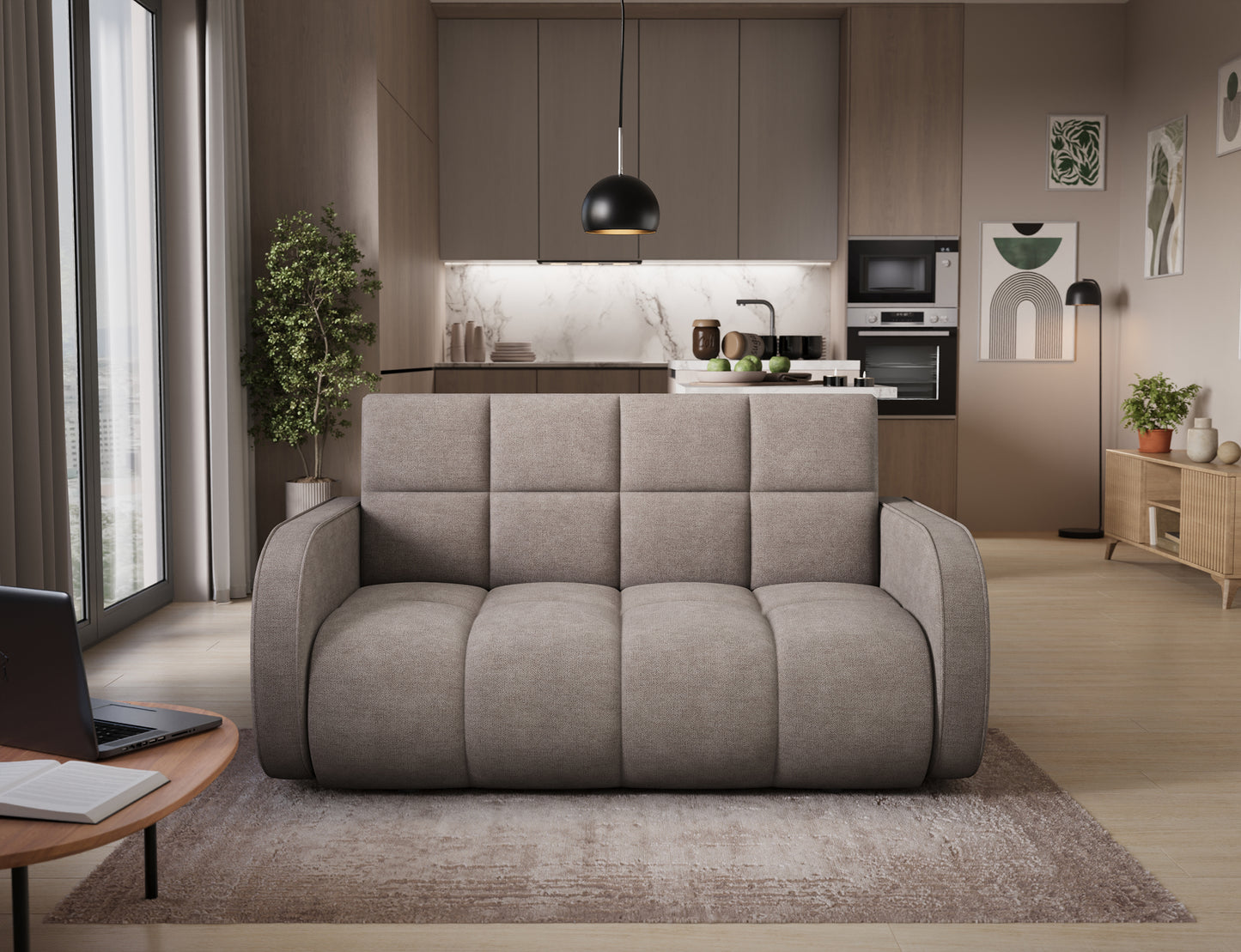 ReForm Creative Home Deverio 3 Seater Condo Size Storage Sleeper Sofa - Mocha Brown-Free Delivery-USA & CANADA