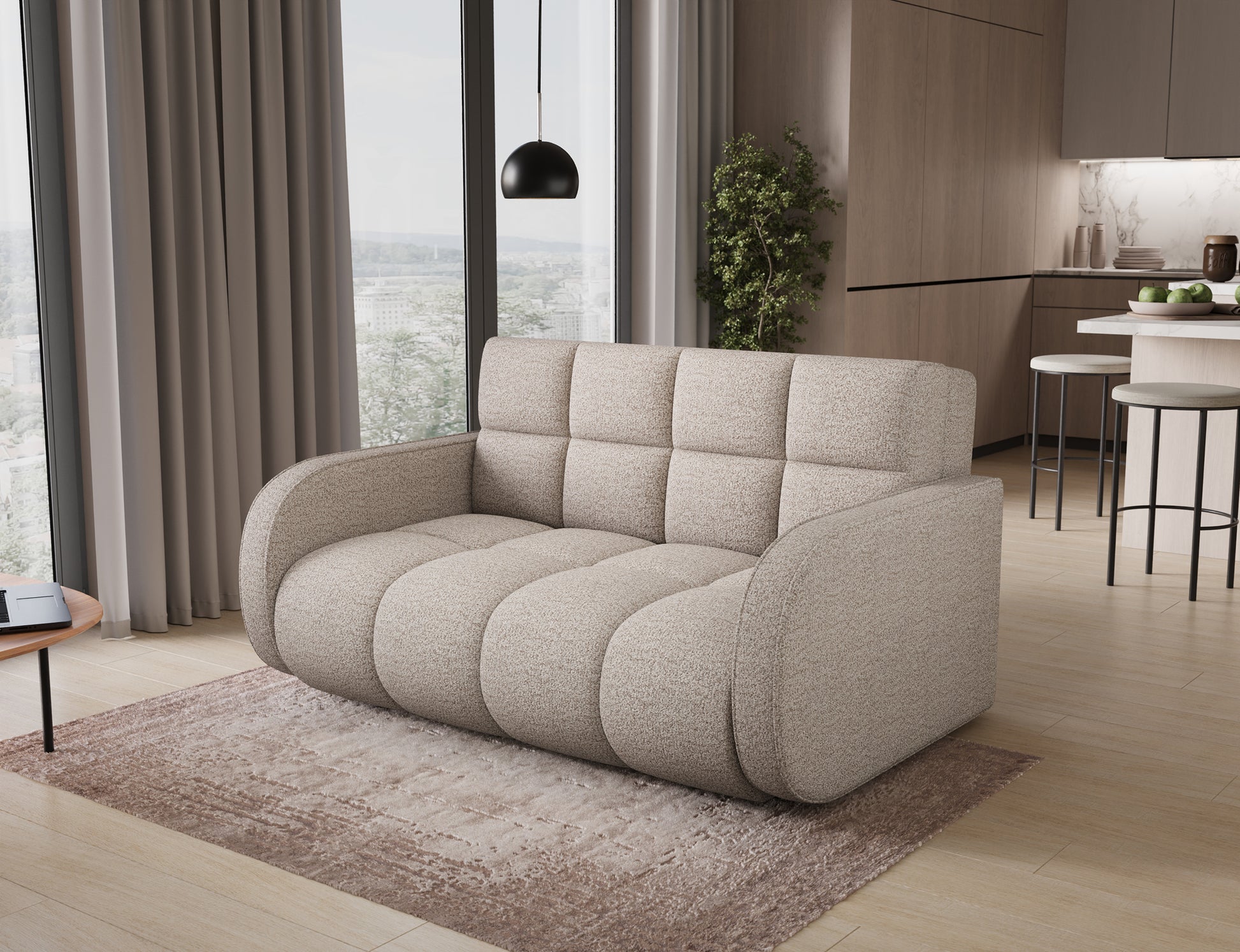 ReForm Creative Home Deverio 3 Seater Condo Size Storage Sleeper Sofa - Beige-Free Delivery-USA & CANADA