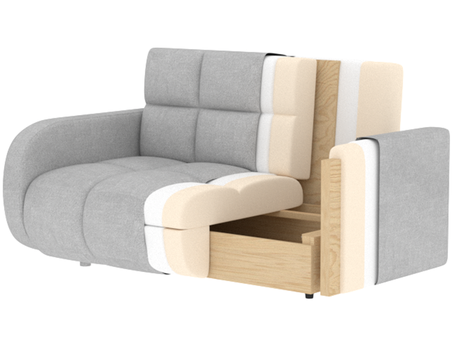 Deverio 3 Seater Condo Size Storage Sleeper Sofa - Beige