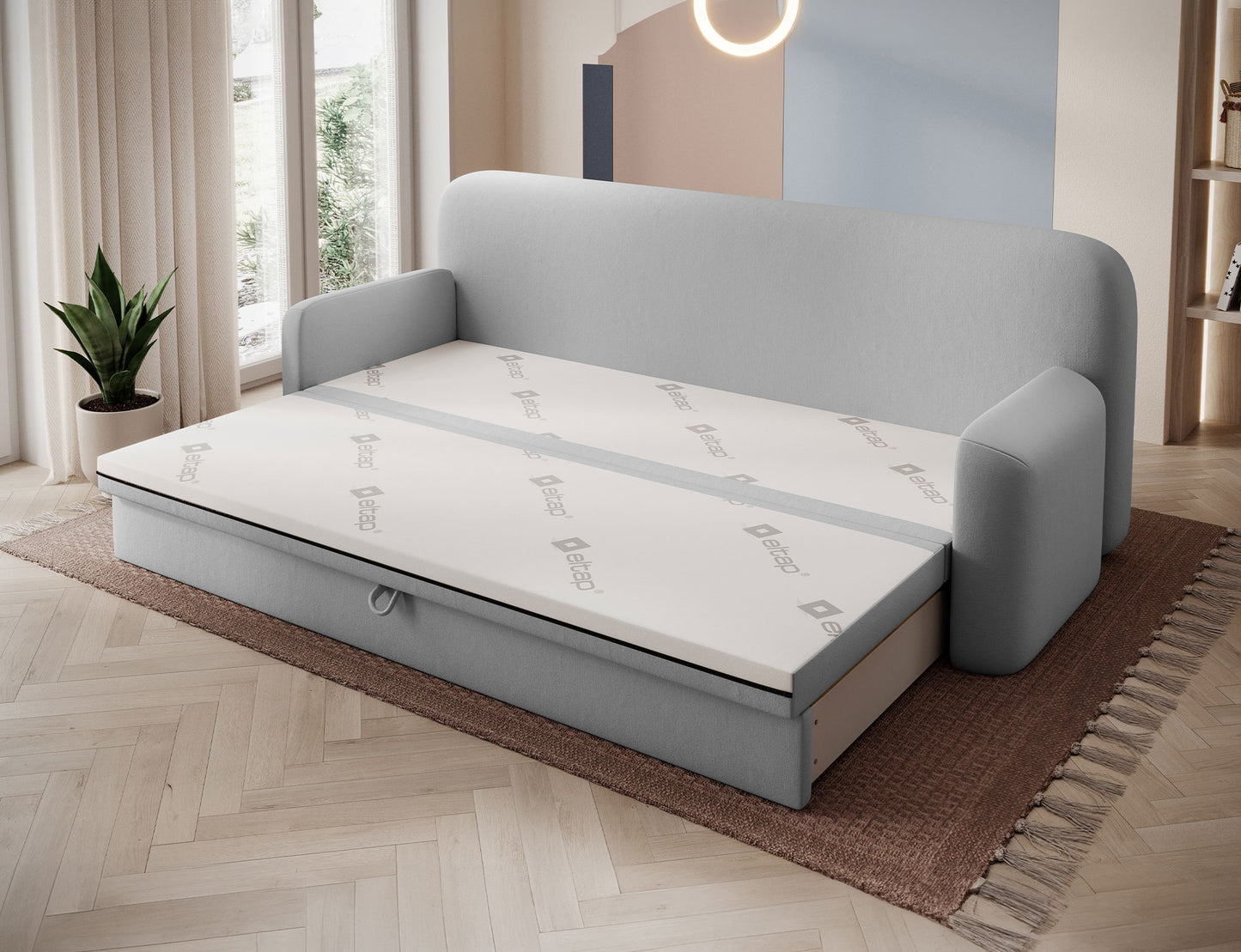 Elioss 3 Seater Storage Sleeper Sofa - Light Grey