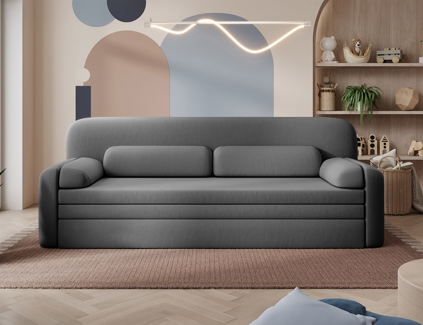 Elioss 3 Seater Storage Sleeper Sofa - Dark Grey