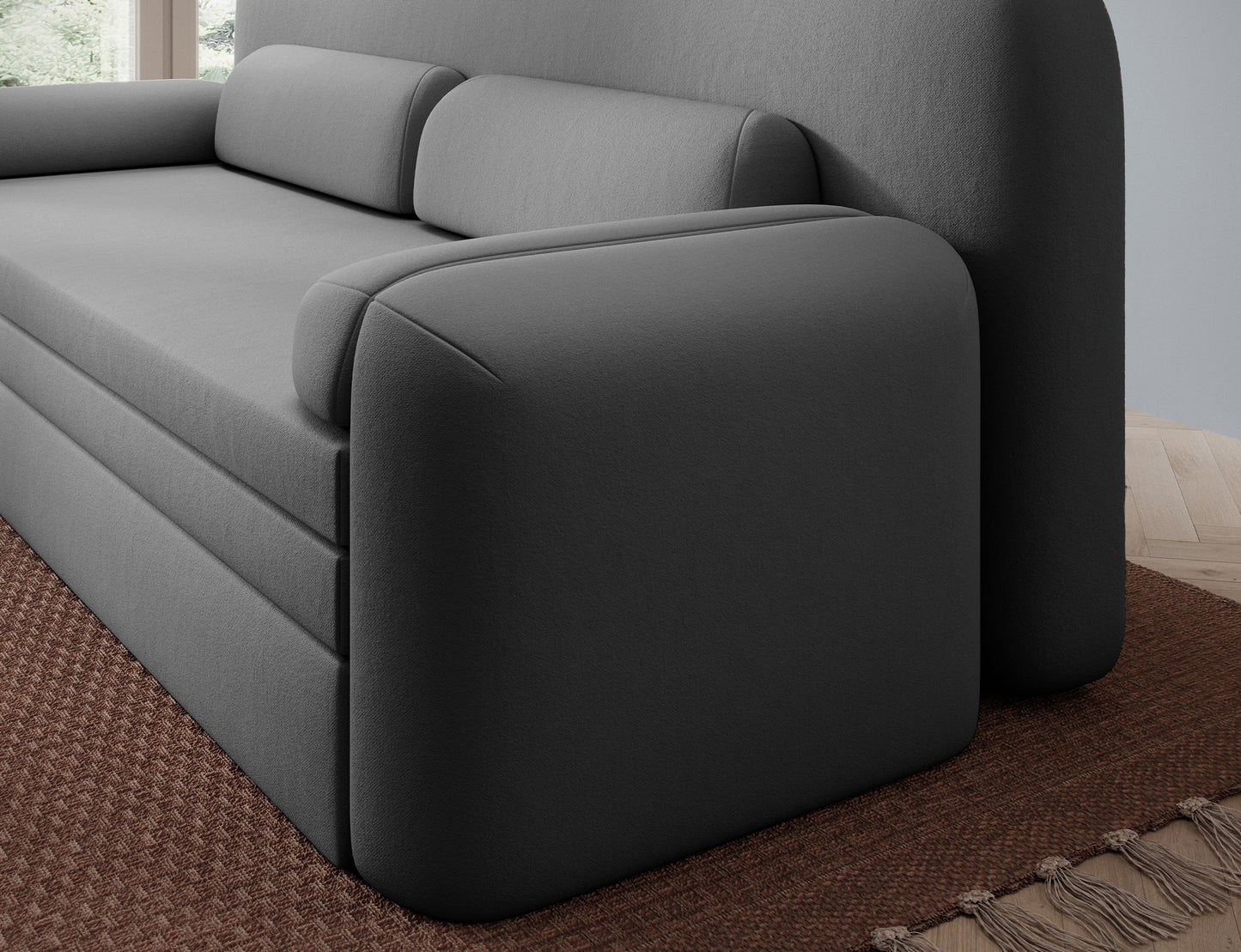 Elioss 3 Seater Storage Sleeper Sofa - Dark Grey