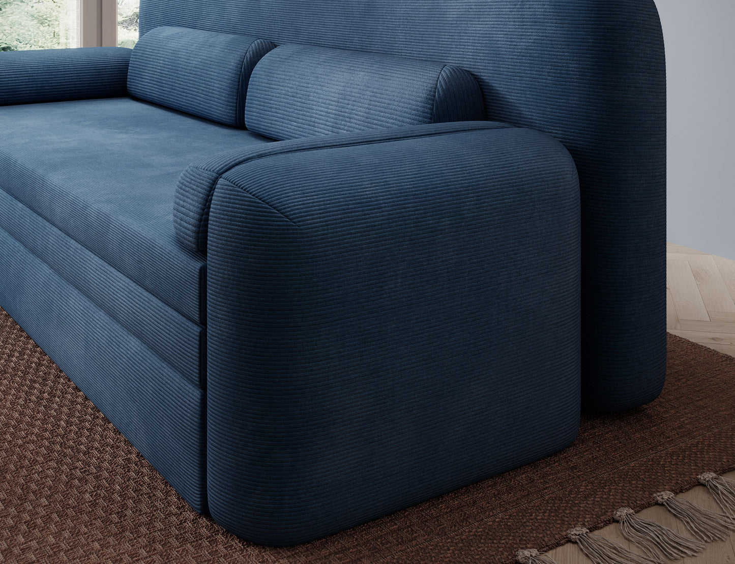 Elioss 3 Seater Storage Sleeper Sofa - Blue