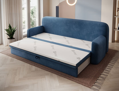 Elioss 3 Seater Storage Sleeper Sofa - Blue