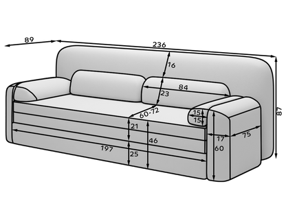 Elioss 3 Seater Storage Sleeper Sofa - Blue